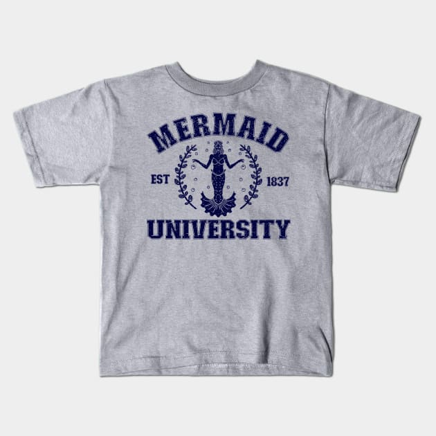 Mermaid University (Mono) Kids T-Shirt by nickbeta